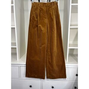 Banana Republic 2L Camel Brown Corduroy Wide Leg Pleated Trousers High Rise